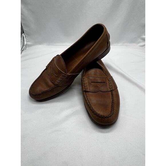 COLE HAAN Hand Sewn Brown Leather PENNY LOAFERS Sz 11 Office Work Academia - Picture 1 of 11